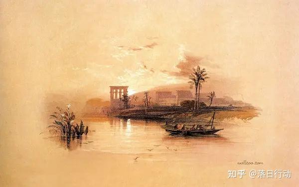 大卫罗伯兹的埃及水彩画尼罗河畔