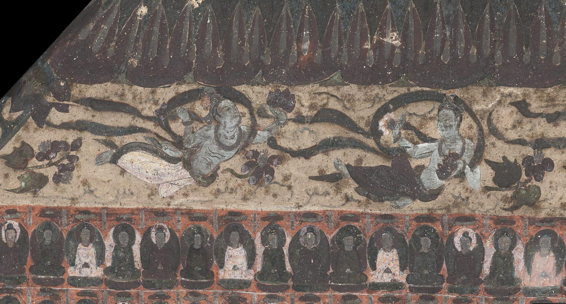 神游千年大美敦煌初唐57窟美人窟南壁说法图最美观音金饰璀璨高清大图