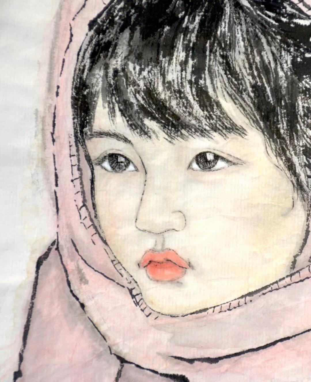 国画作品小女孩纯真可爱的小女孩也没有打动你的心