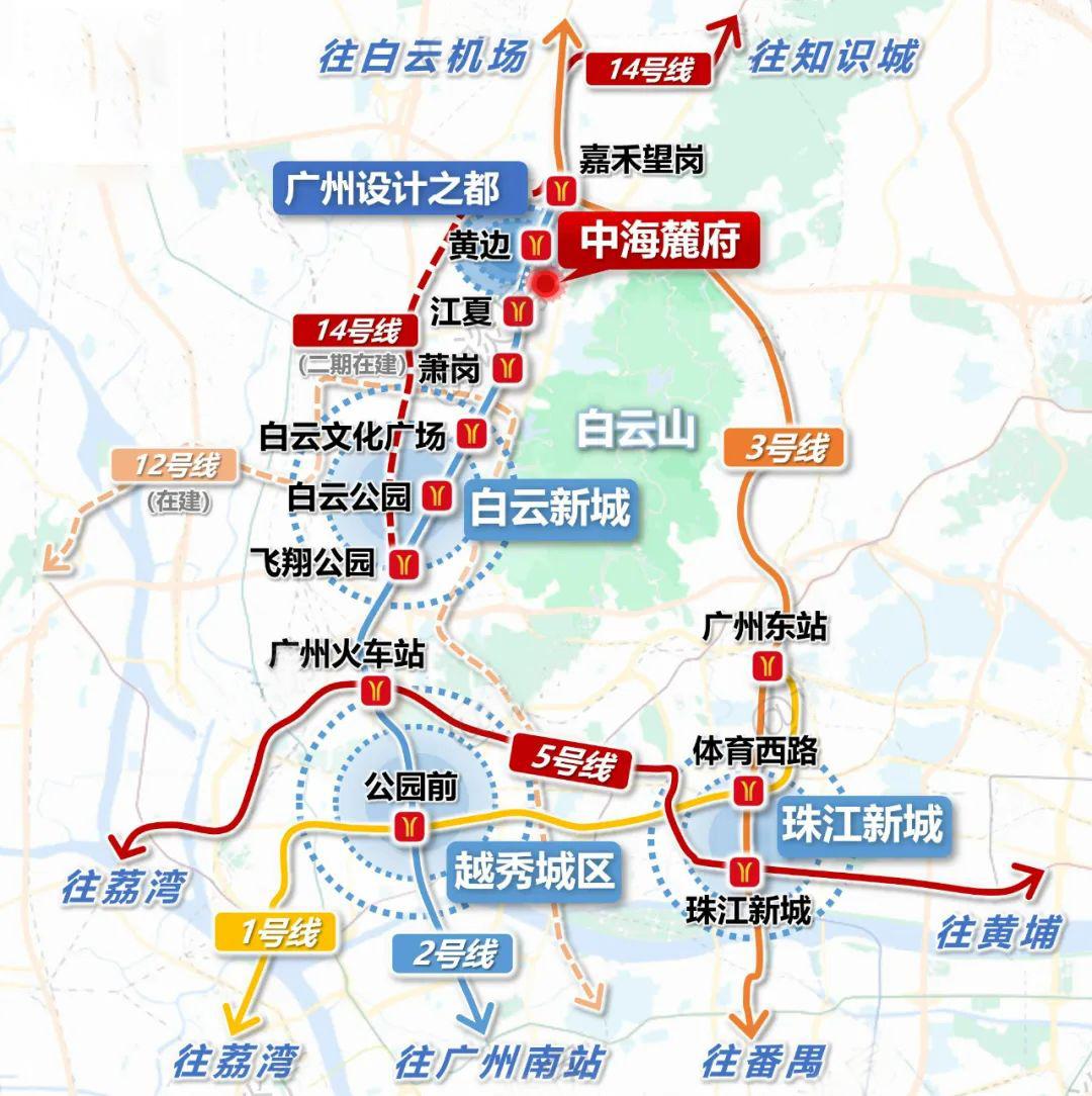 二來地處廣州地鐵2/3號線以及14號線二期(在建中),三條地鐵交匯處.