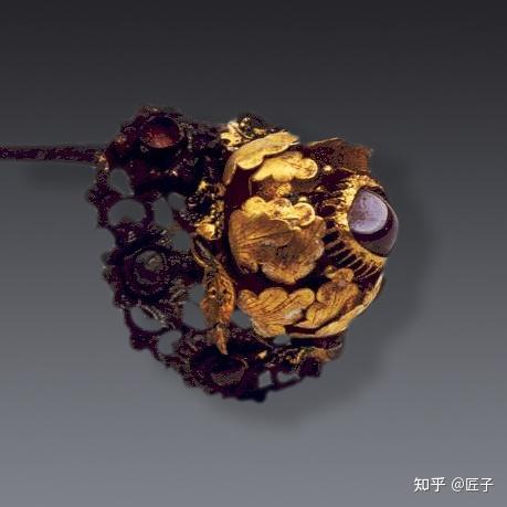 明鎏金嵌宝银发簪顶簪挑心