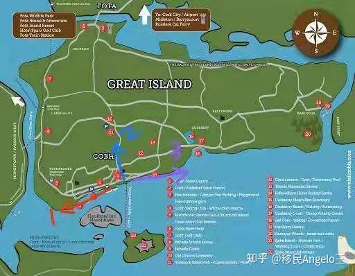 移民爱尔兰绿色之路科克小镇上的海滨步道