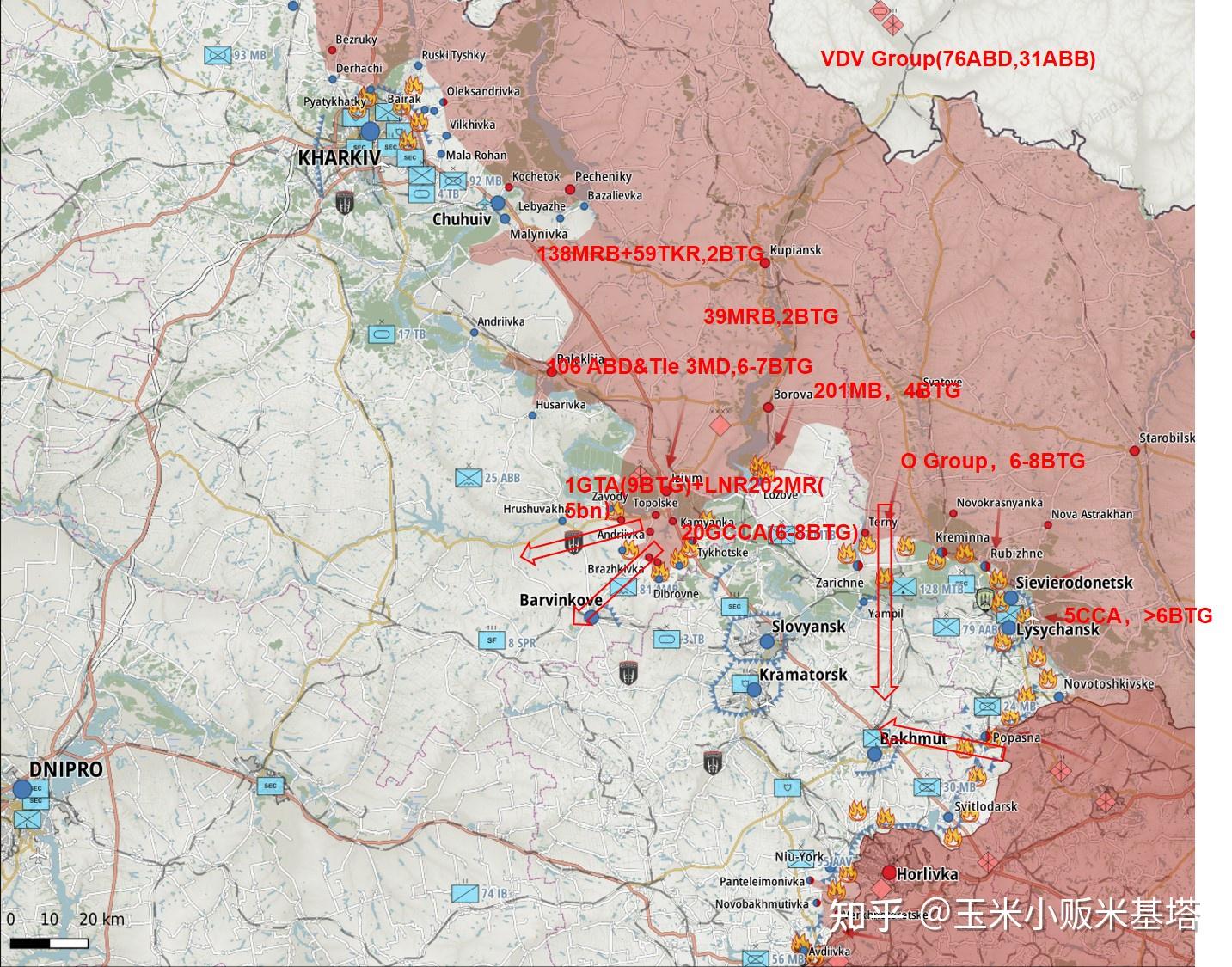 简单判读一下顿巴斯钳形攻势的北段俄军及战区地理