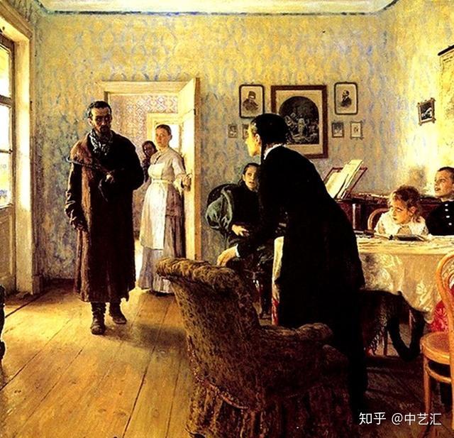 中艺汇赏名画:充满戏剧性的一幕-列宾《意外归来》