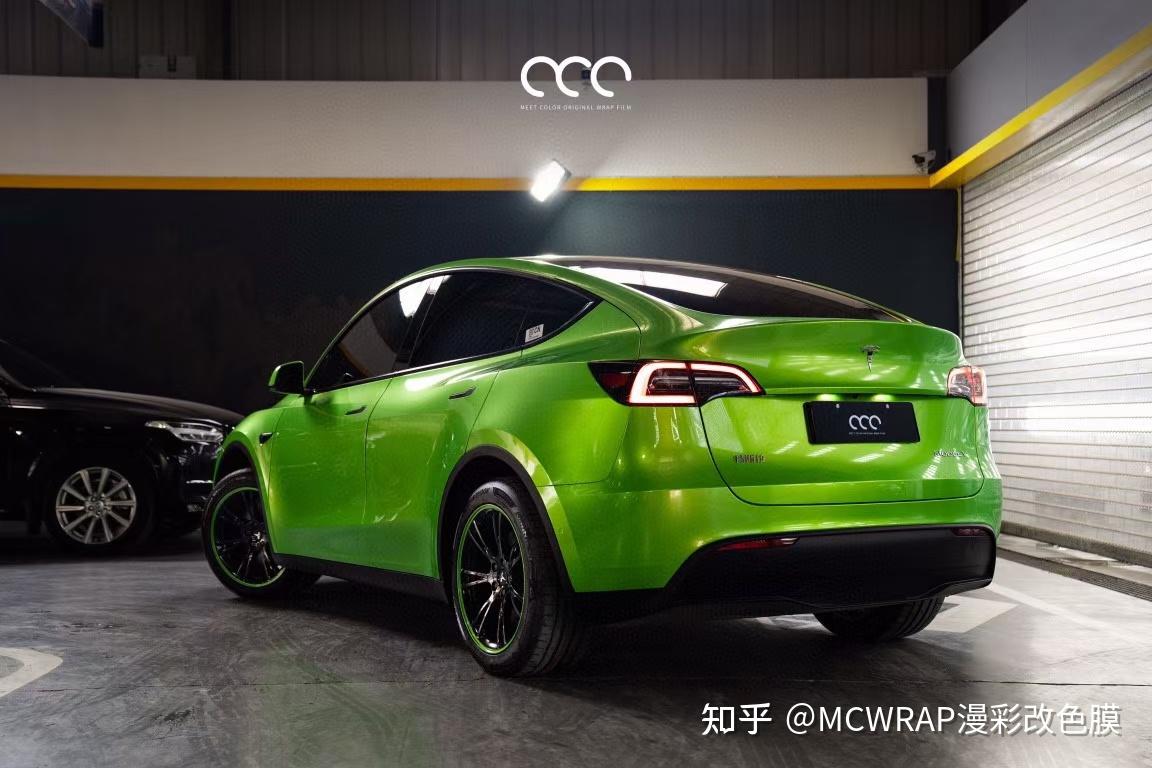 手全国无忧长沙车衣世家 出品特斯拉model y  pet渐变亮面赛道绿#漫彩