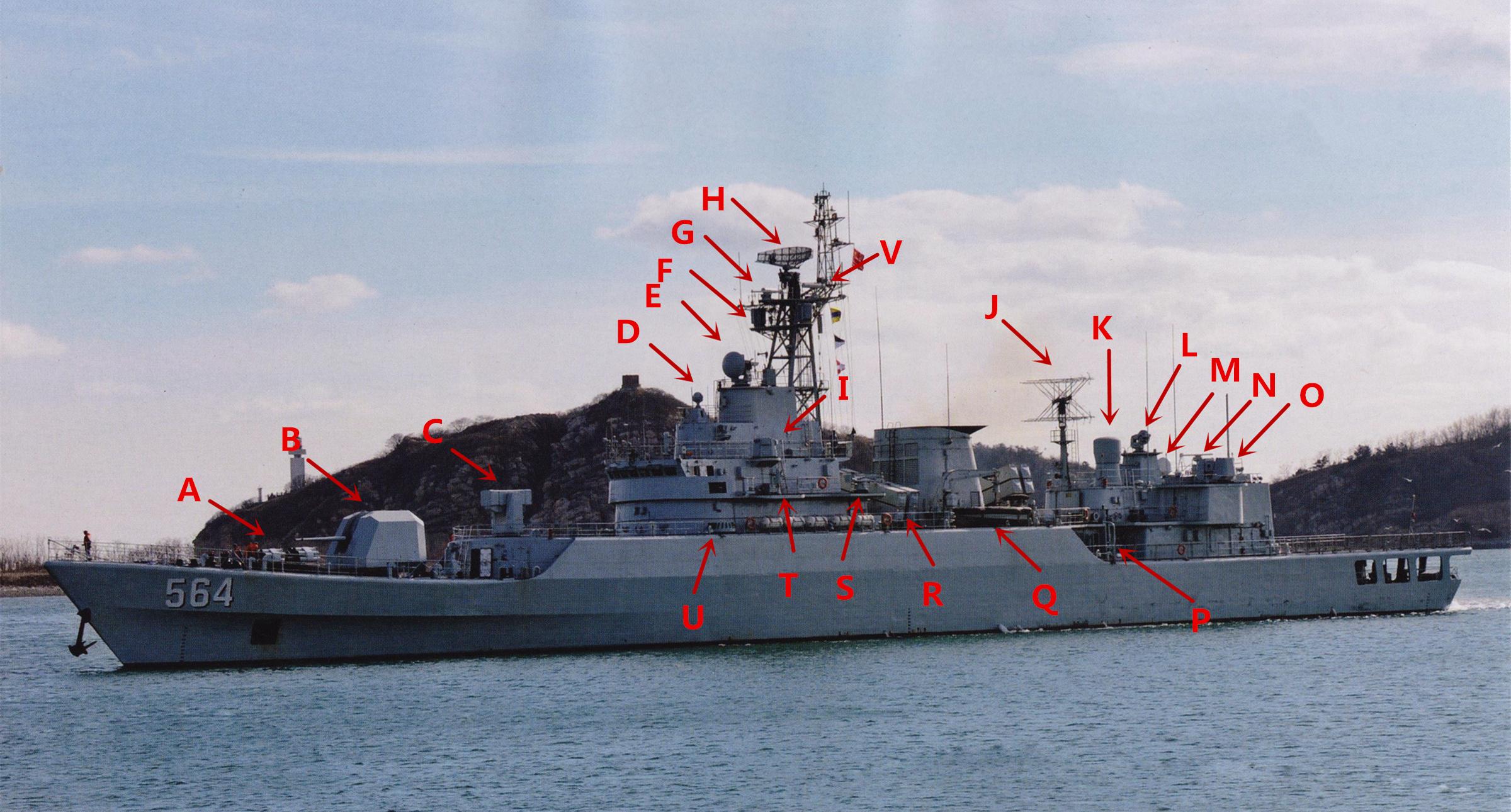 564舰部分武器电子设备标注