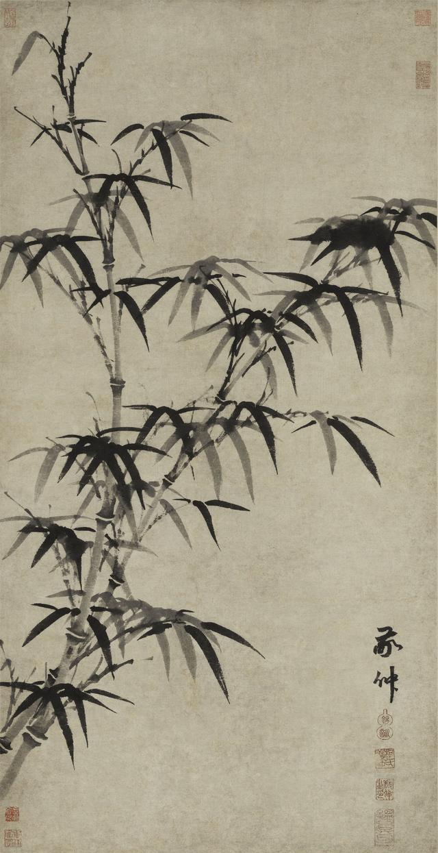 柯九思画竹 篆法写干,草法写枝,鲁公撇笔法写竹叶