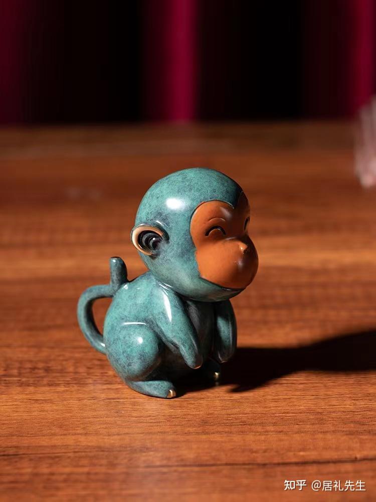 朱炳仁铜金猴报喜铜雕猴萌宠摆件