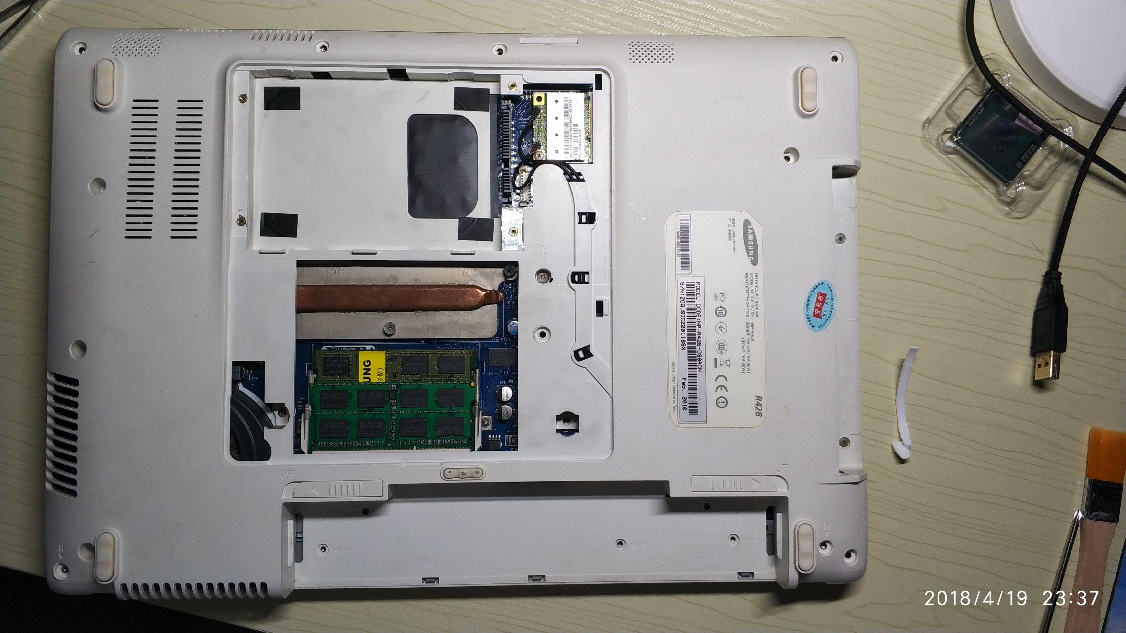 三星笔记本r428拆机要点更换cpu以及增配固态硬盘让老机变飞机哈哈哈