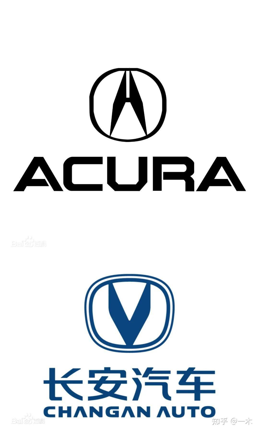 讴歌车标logo和长安汽车车标logo对比(来源:百度百科)另外,讴歌牡 