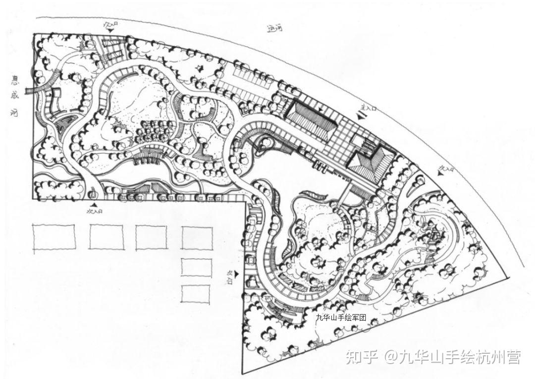 风景园林平面图线稿图片