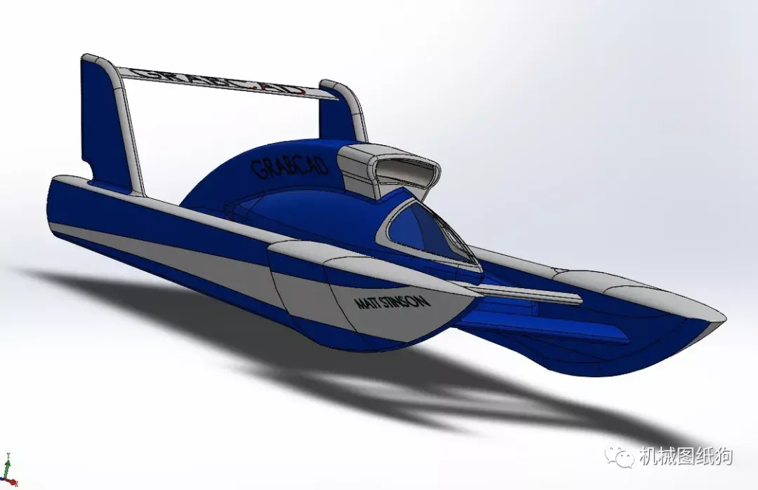 海洋船舶unlimitedhydroplane水上滑行艇模型3d图纸solidworks设计