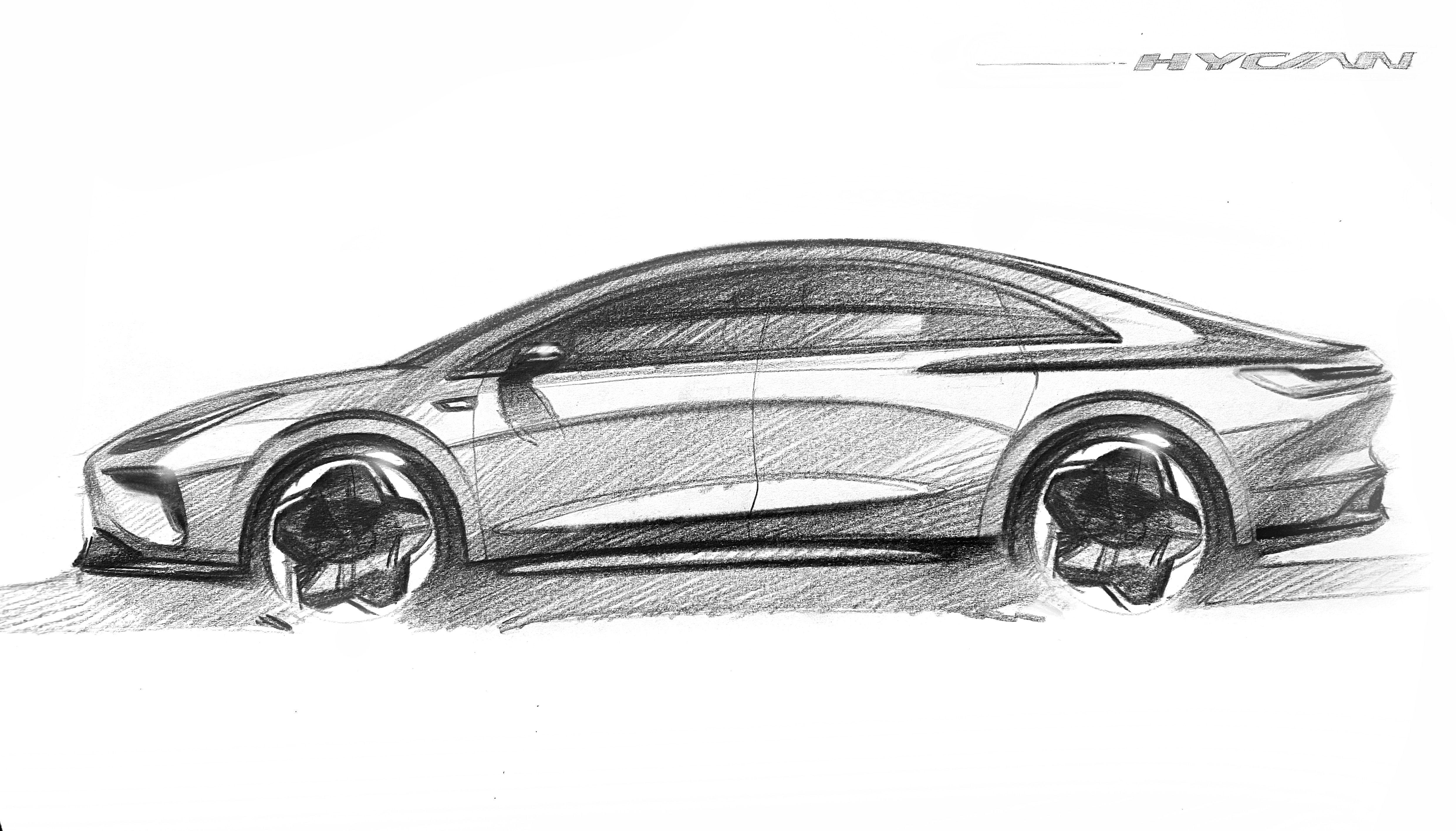 品牌首款纯电轿跑合创全新车型手绘图曝光