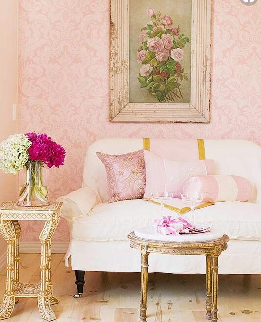 沙发选什么颜色才会与淡粉色的墙纸比较搭?