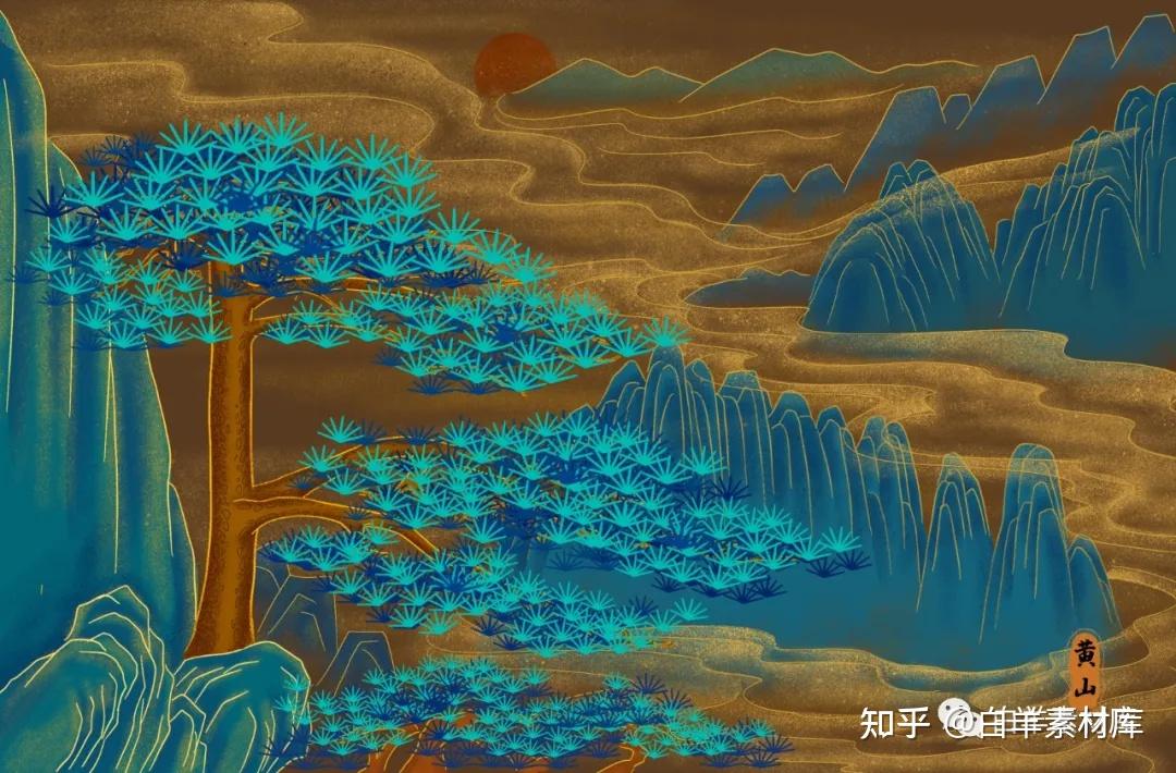 大气国潮山水神兽仙鹤psd海报素材【第582期】