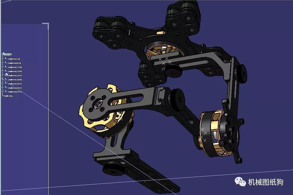 工程機械簡易dys三軸雲臺結構3d模型圖紙stp格式