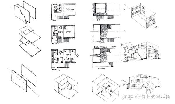 手绘教程 建筑体块组合手绘图片 诺亚时报