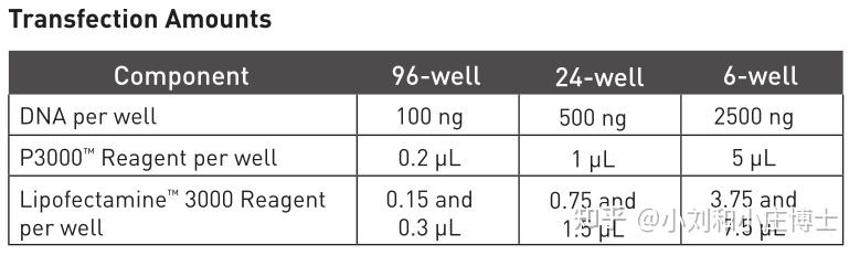 详解转染利器lipo3000的使用说明书