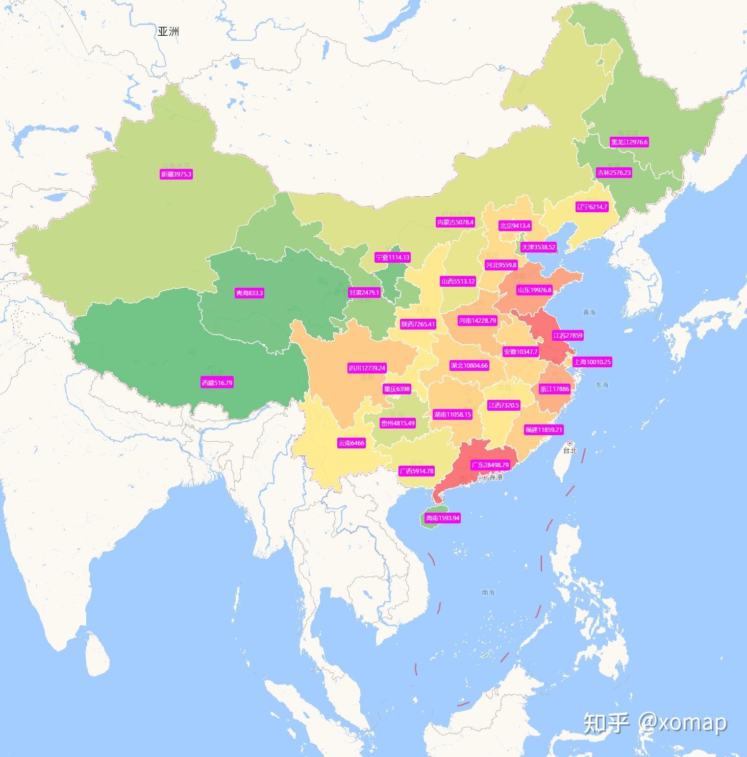 31省份一季度gdp排名地圖附製作教程