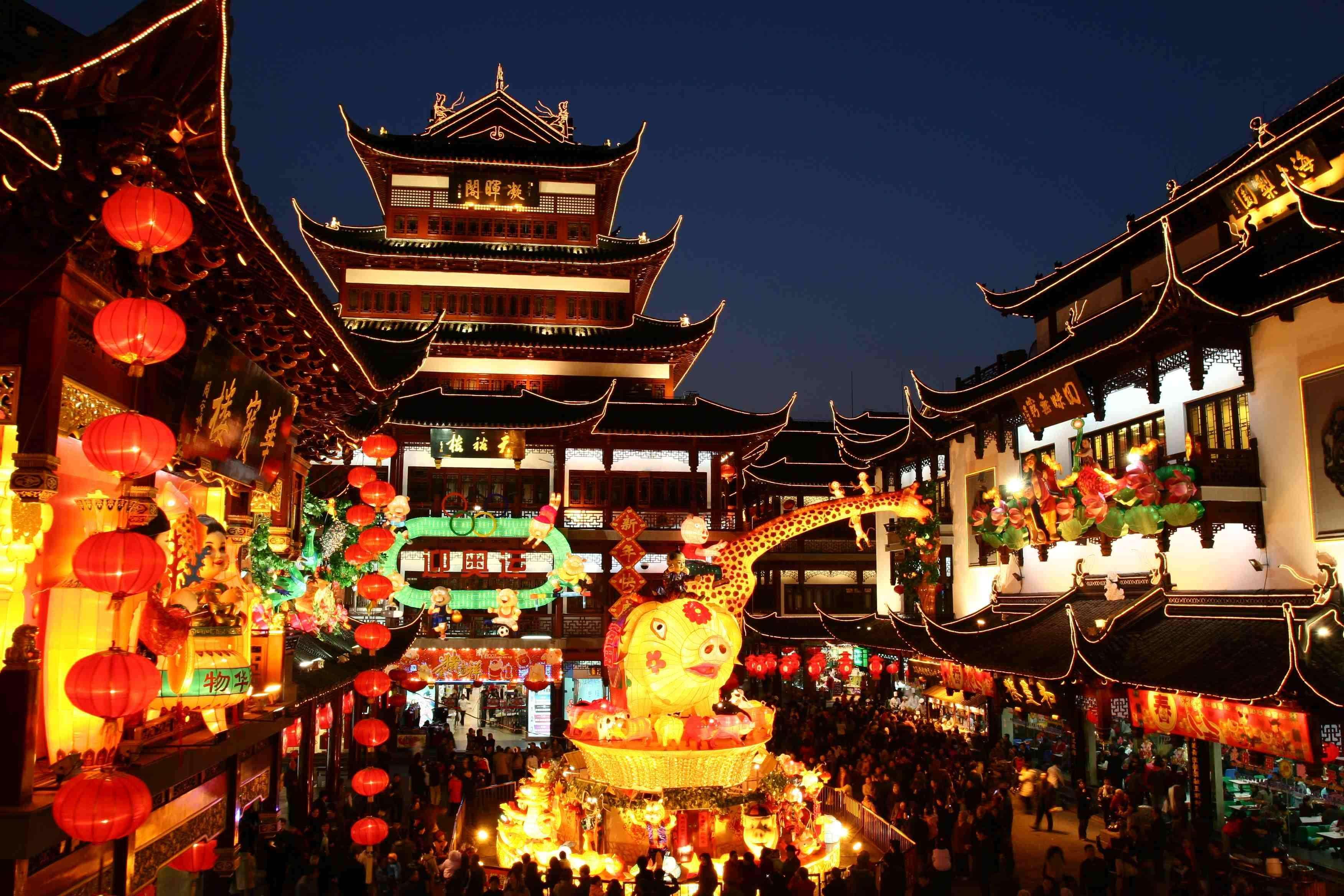 上海城隍庙夜市图片