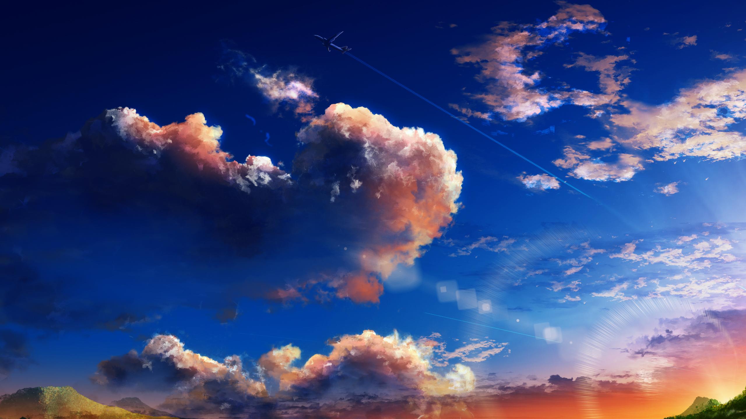 动漫云朵天空风景壁纸图 - 哔哩哔哩