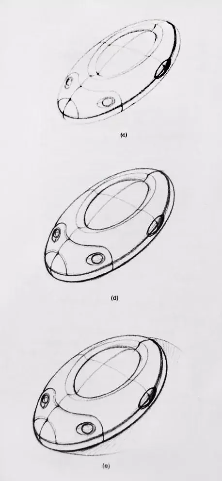 如图a.分析产品基本造型,手绘基本外形曲线.