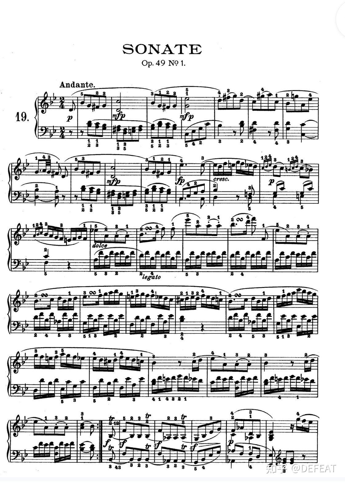 贝多芬钢琴奏鸣曲no19g小调