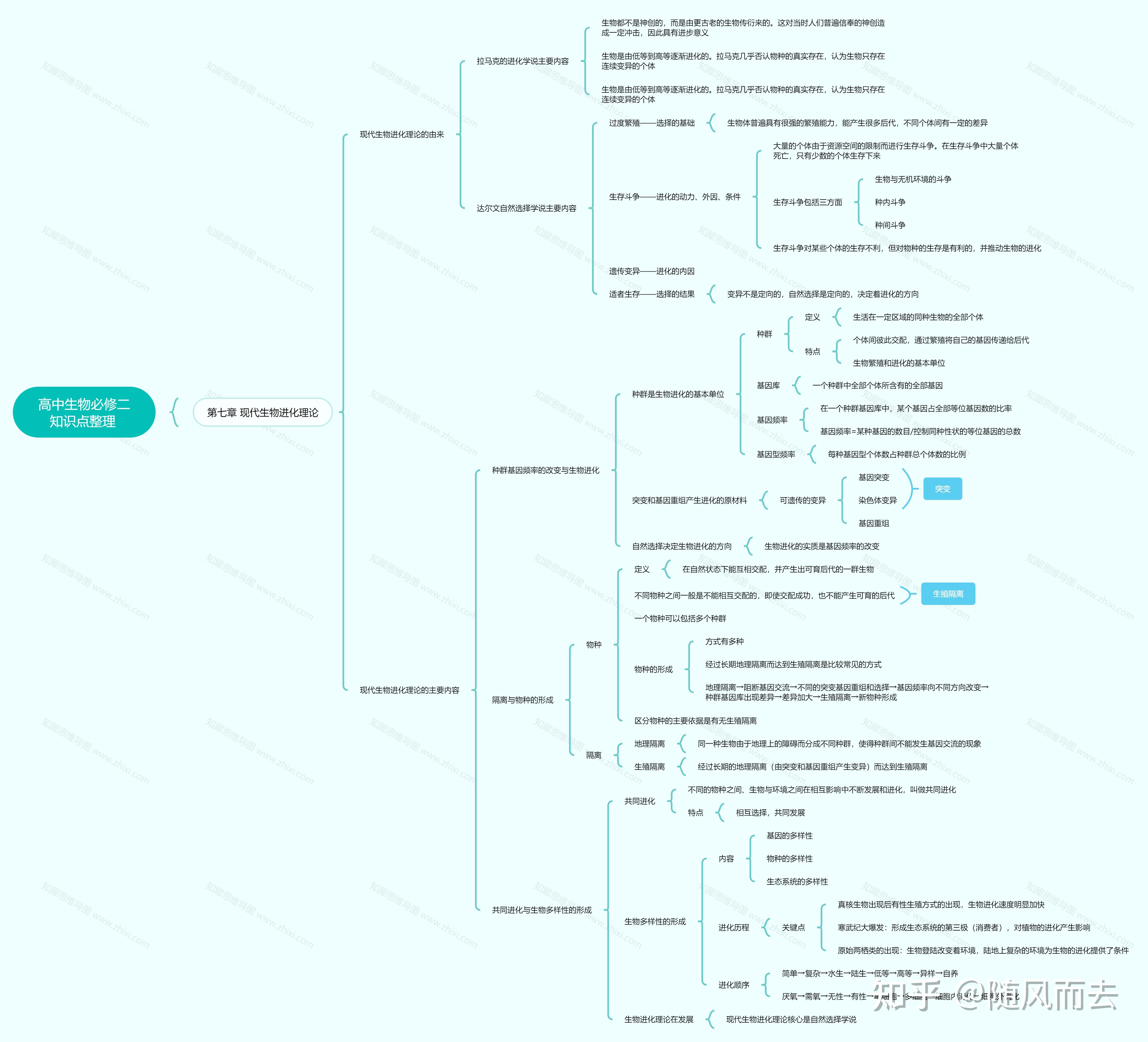 高中生物必修二第七章思维导图