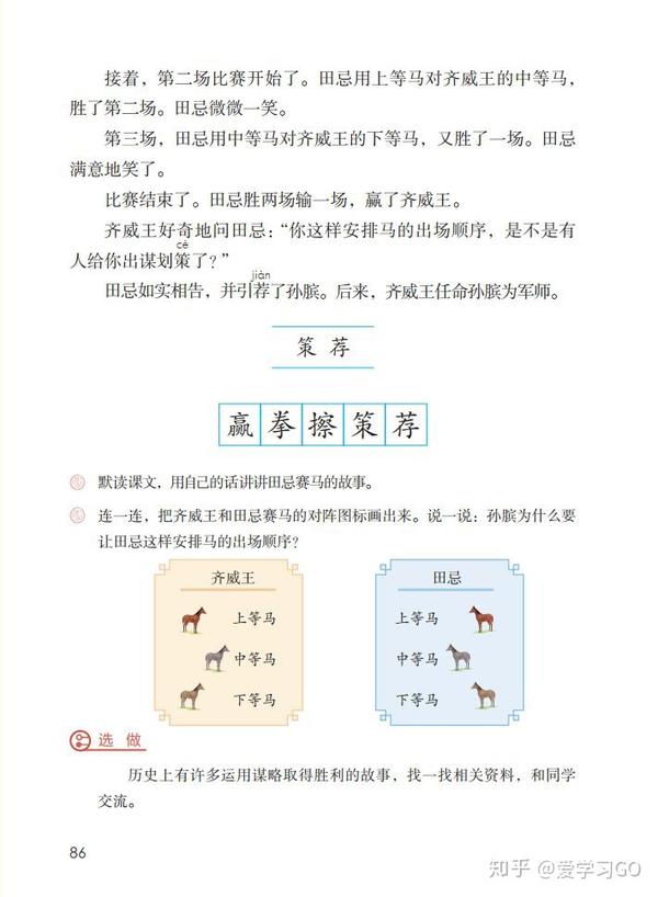 部编版五年级下册第16课田忌赛马知识要点图文讲解