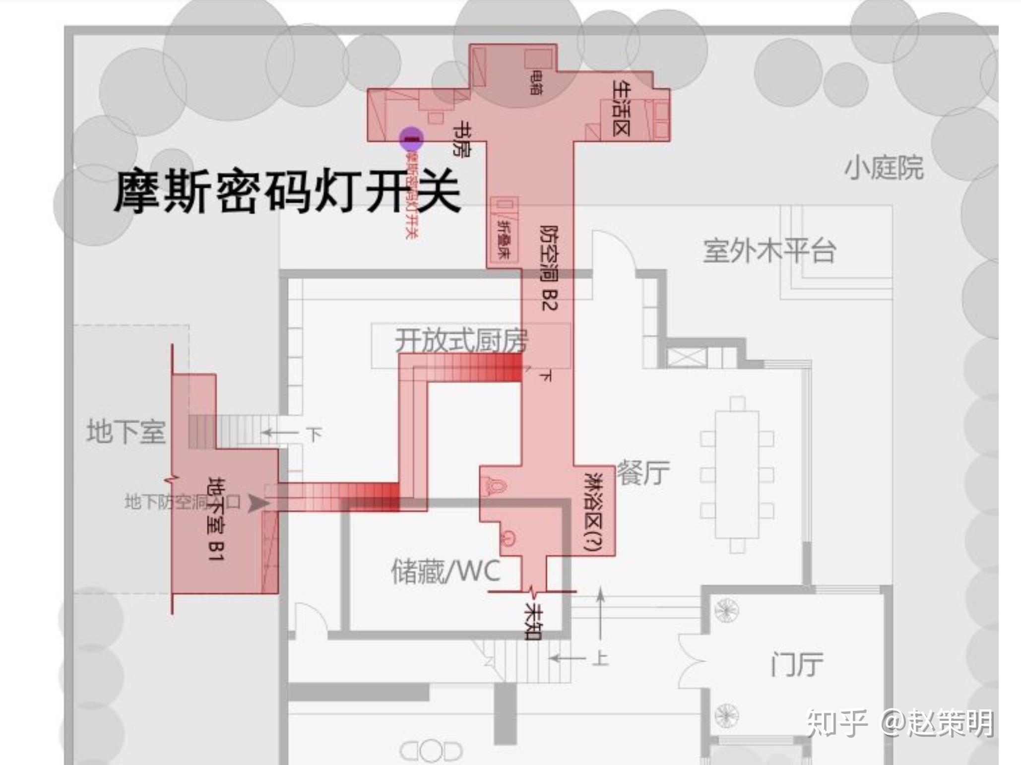 在开启后进入地下二层,再次中转后才进入最后的密室;别墅密室https