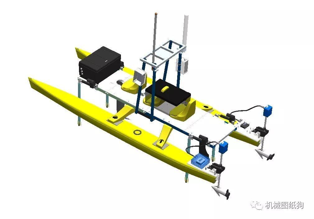 海洋船舶robodolfasv雙體船簡易結構設計3d圖紙solidworks設計