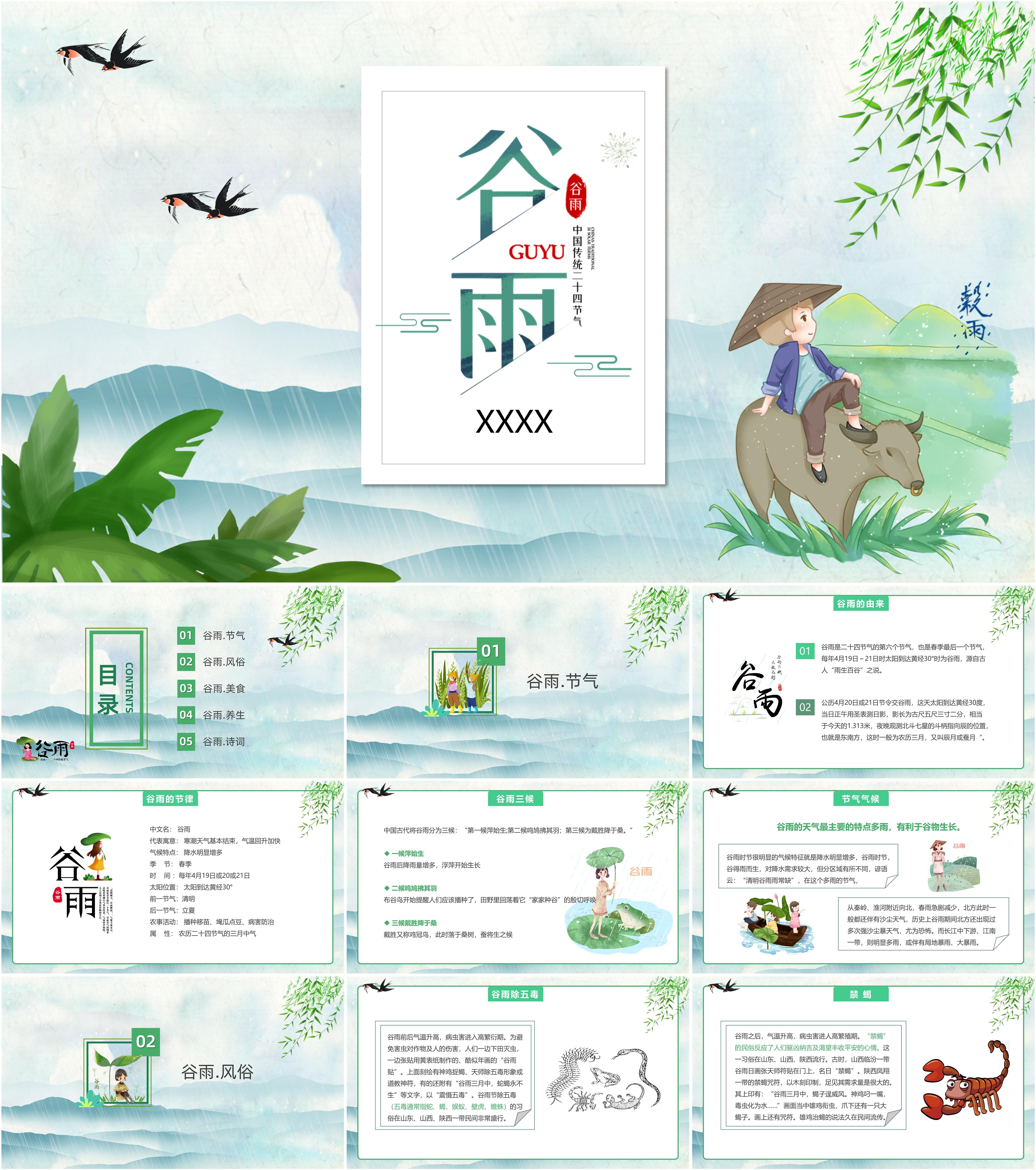 最新14套高质量2024谷雨节气ppt课件!