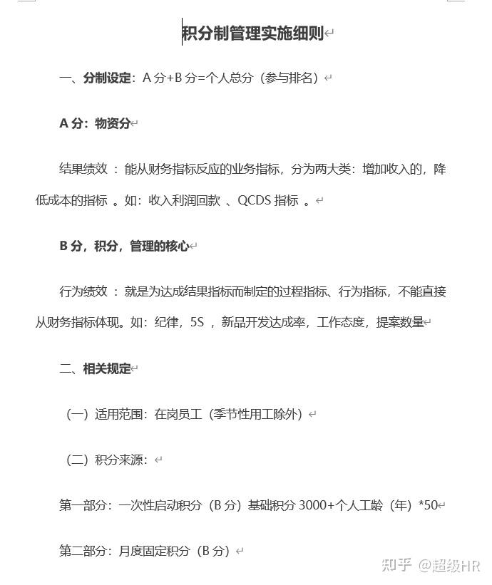 员工积分制管理制度 - 知乎