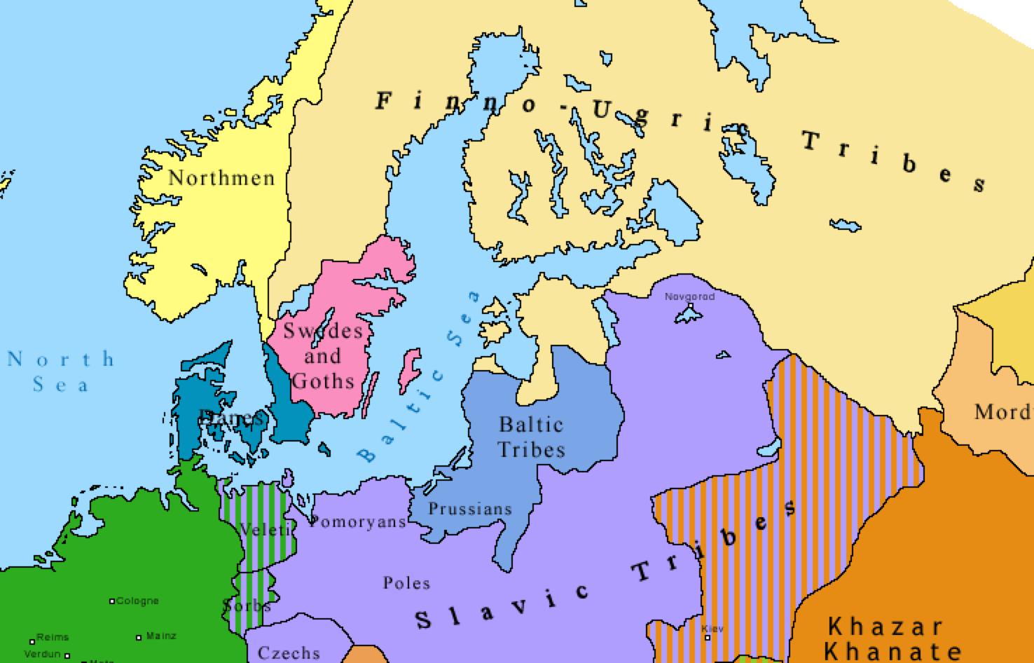 769年的北欧文化分布, 全都是部落(此处引用几张ck2的图)而芬兰寒冷