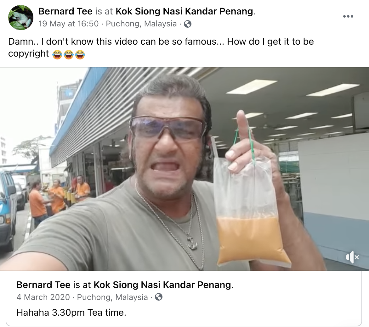 提着奶茶的饮茶哥火得猝不及防,这位生活在新加坡的马来西亚大叔(fb