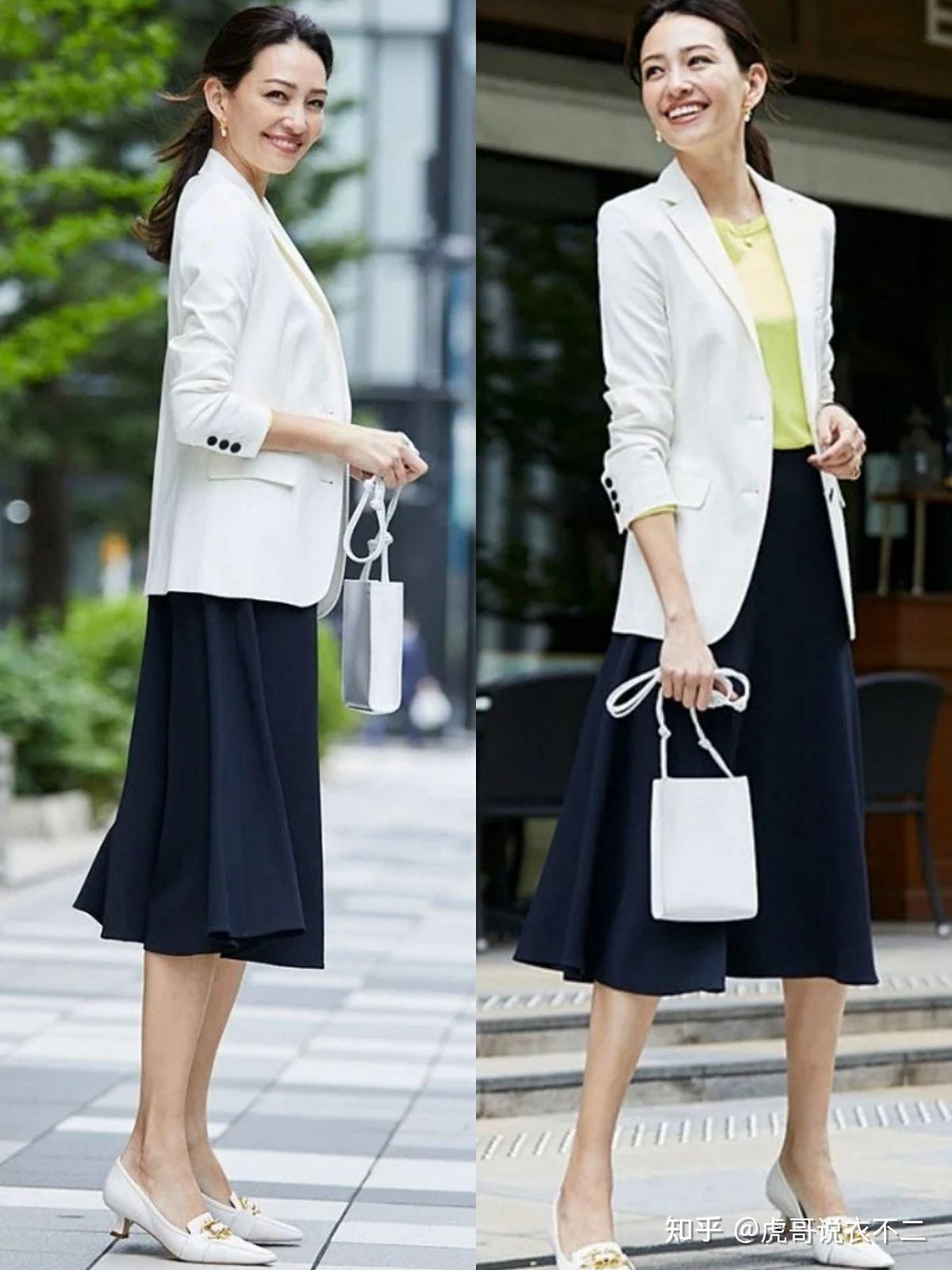 西服裙子才是夏末最火穿法简约高级又优雅适合40岁女人