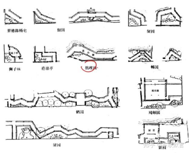 亭廊平面图手绘图片