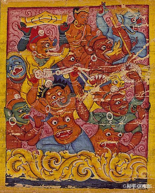 "恶魔"所代指,"恶魔"为"犯恶行的魔",它们是妨碍释迦牟尼佛冥想的存在