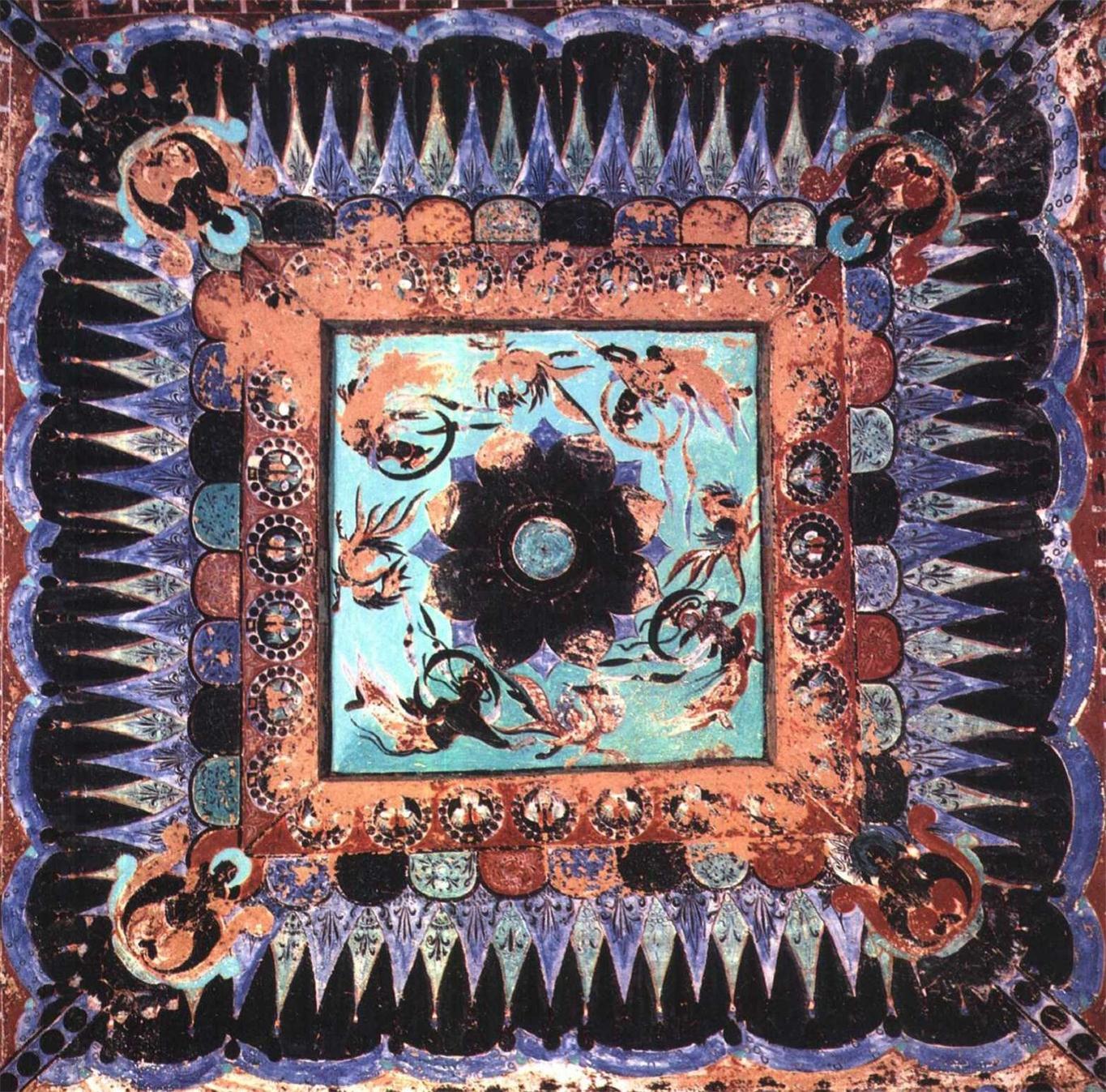 神游千年大美敦煌隋401窟壁画东王公西王母出行飞天异禽藻井高清大图