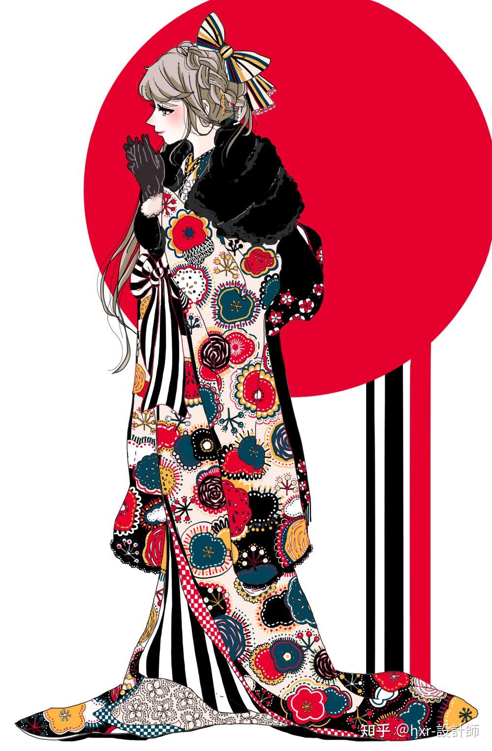 浮世绘和风画风花と女性画师akiko