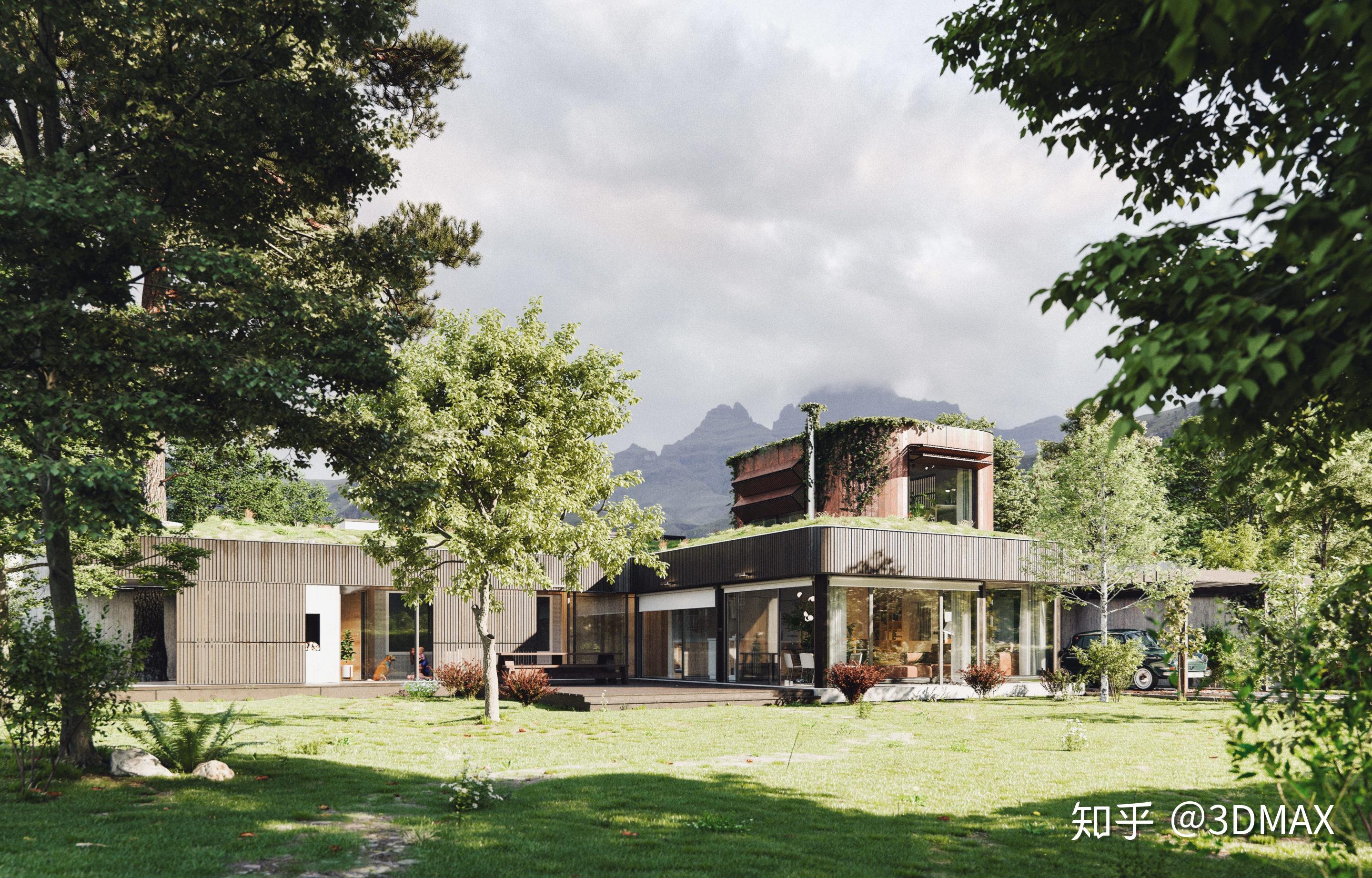 3dmax制作掩土别墅场景详细制作流程
