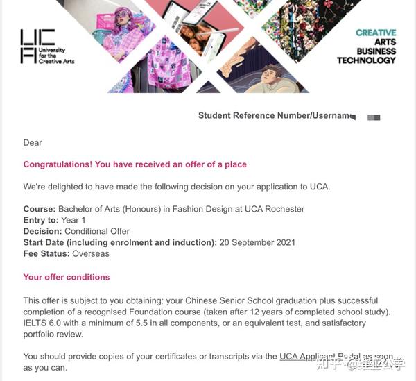 令人心动的offer第八弹！英国艺术类排名第一，uca录取分享！