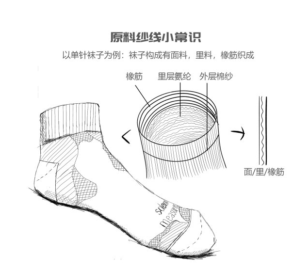 袜子结构示意图图片