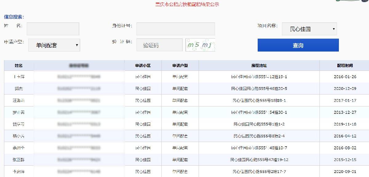 2022重慶公租房換租配租結果查詢