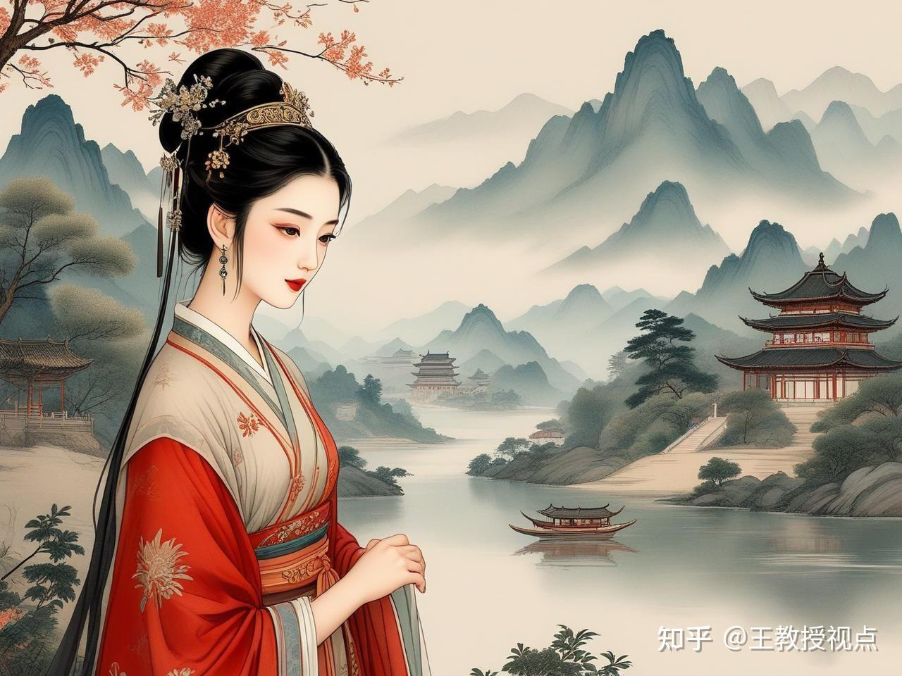 古典美女韵致翩跹,古代山水画意幽远,共绘中华美学绮丽画卷 - 知乎