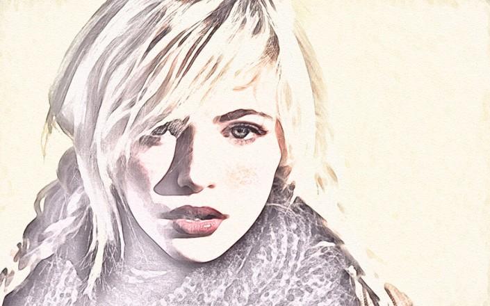 素描效果通过ps把人物照片处理成彩色铅笔素描风格人像照片