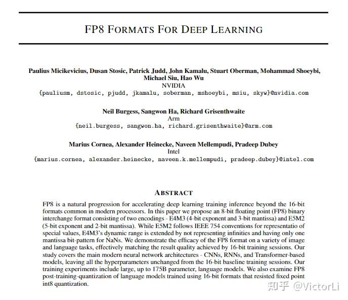 Fp8 formats for deep learning 