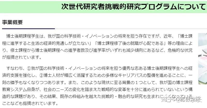 日本次世代研究者挑戦奖学金的申请 知乎