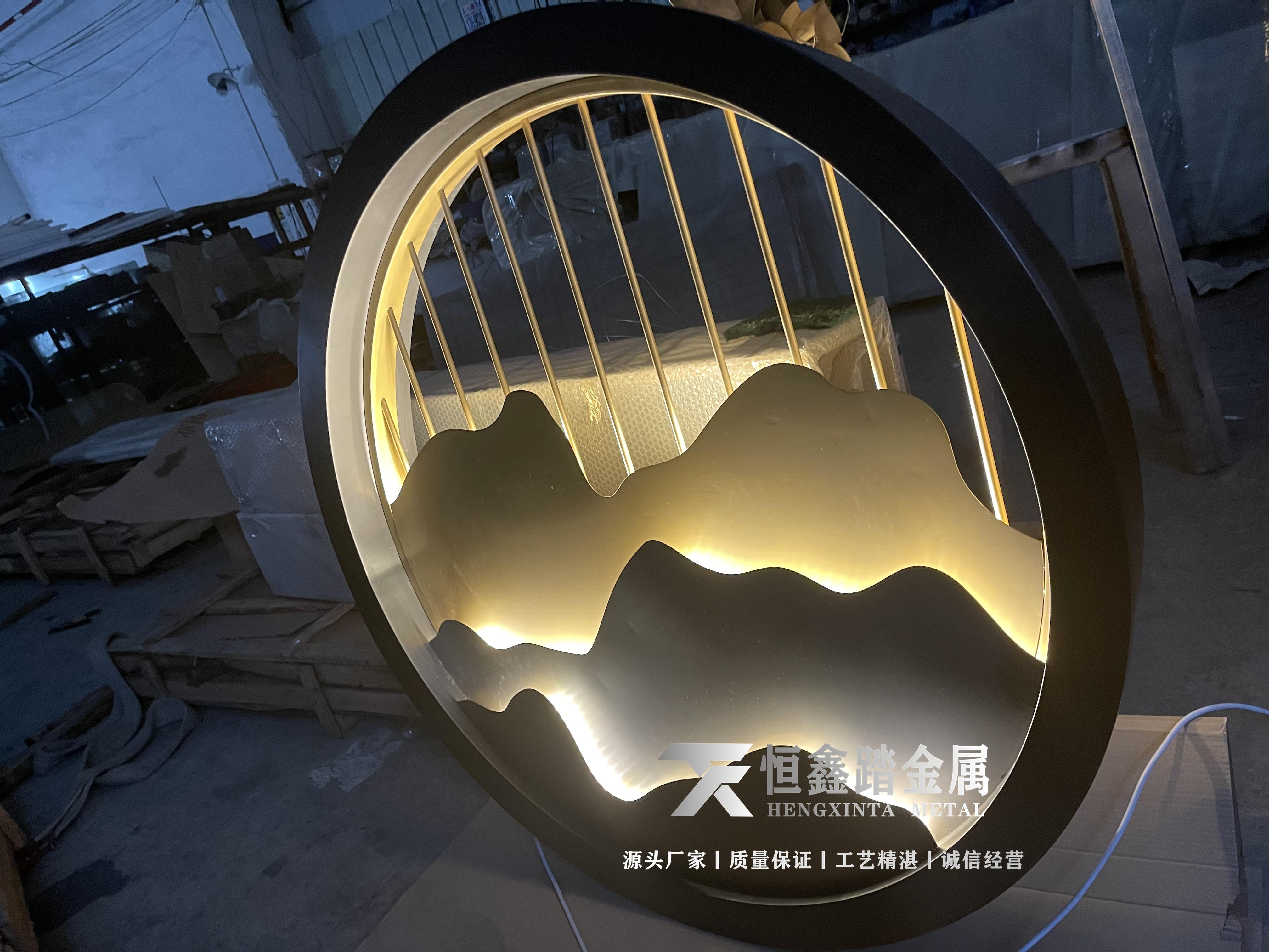 不锈钢圆形装饰圈屏风酒店圆形墙洞隔断不锈钢假山圆形隔断定做