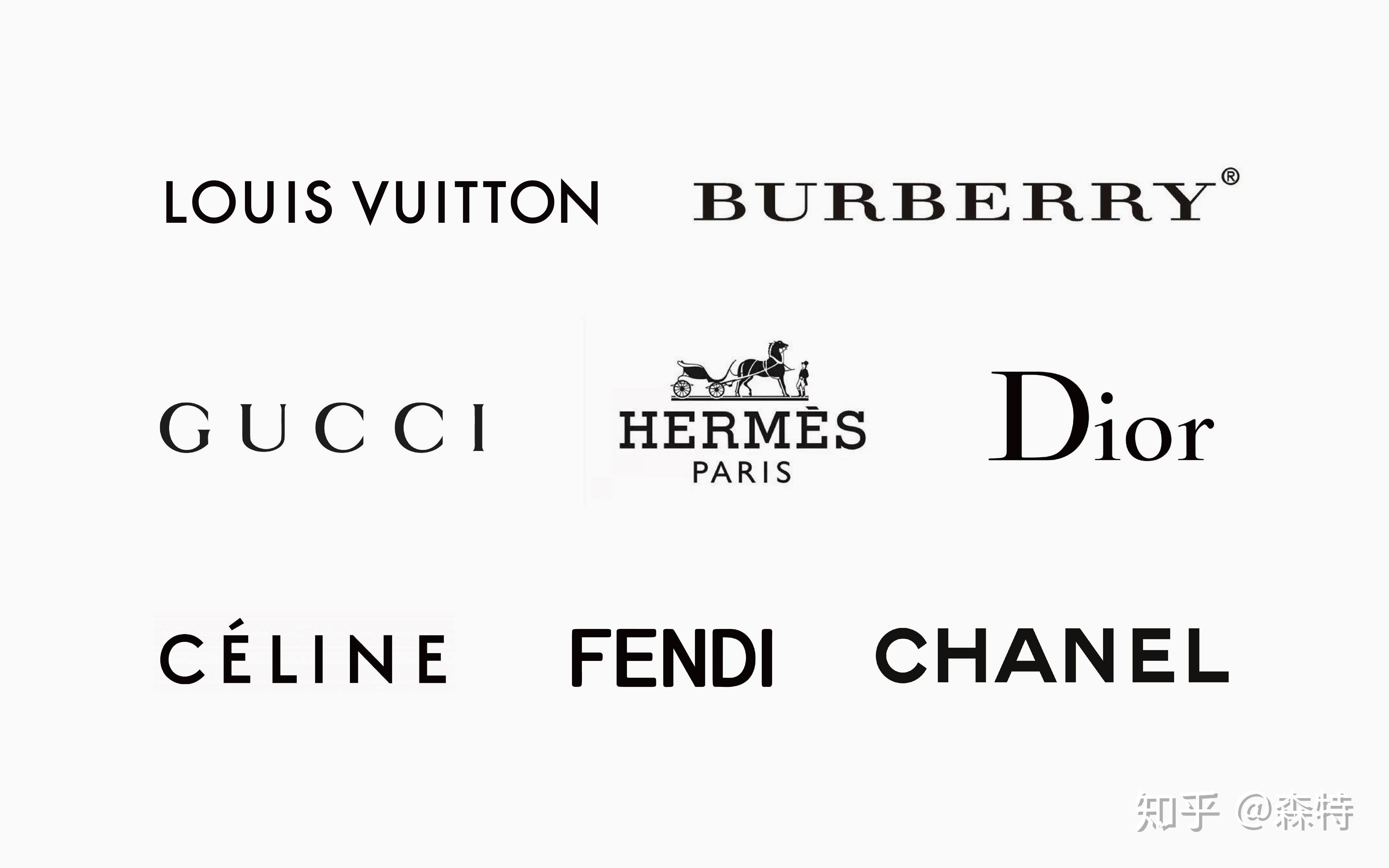 先上一个奢侈品牌的logotype集合,来感受一下奢侈的逼格!